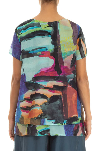 Layered Abstract Silk Cotton Blouse 2