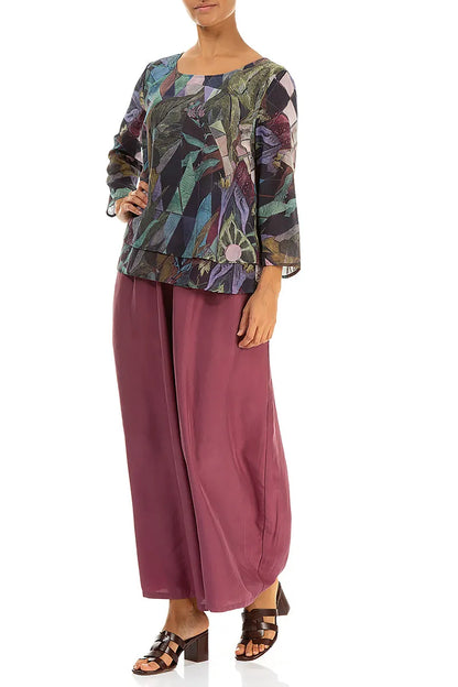Layered Art Mosaic Silk Cotton Blouse 4