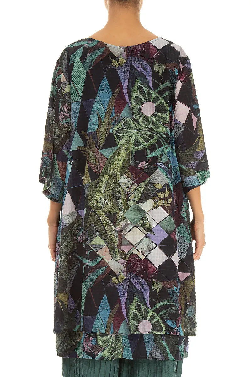 Layered Art Mosaic Textured Silk Tunic 2