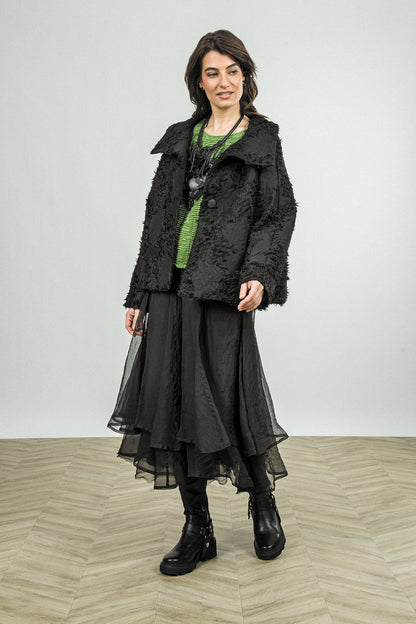 Layered Black Silk Chiffon Skirt 6
