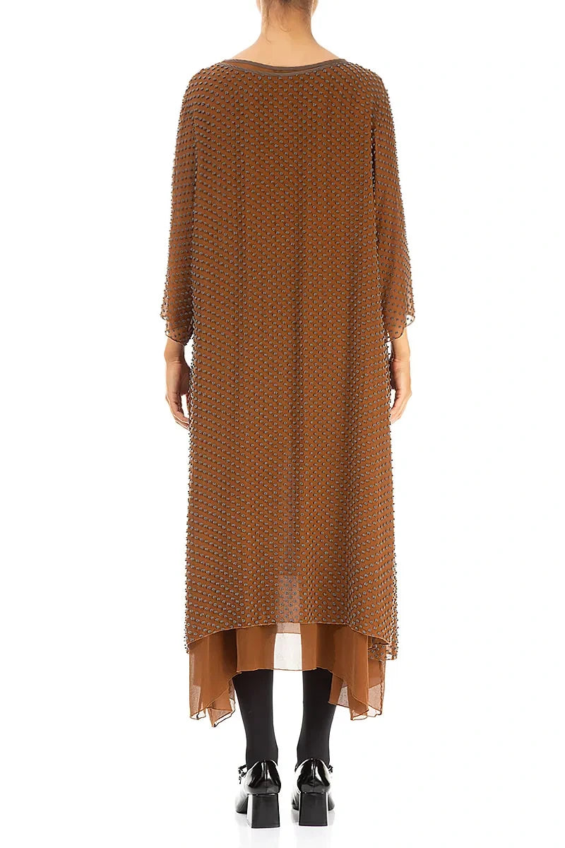 Layered Dotty Aged Copper Silk Dress 2