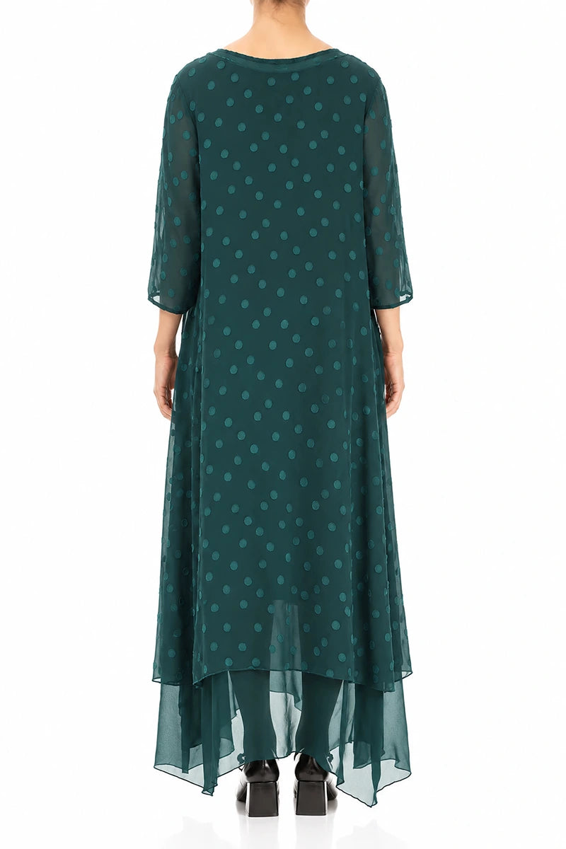 Layered Dotty Deep Turquoise Silk Dress 2