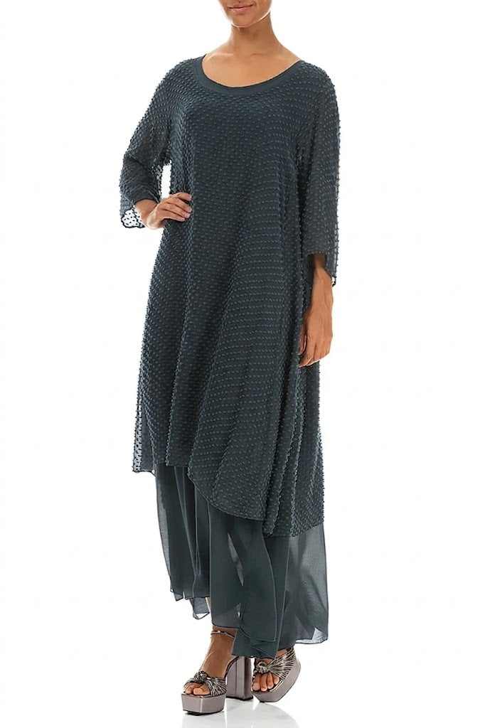 Layered Dotty Graphite Silk Dress 4