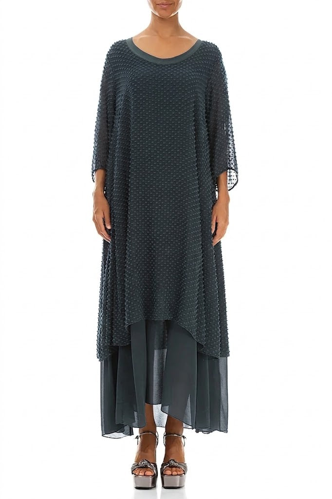 Layered Dotty Graphite Silk Dress 1