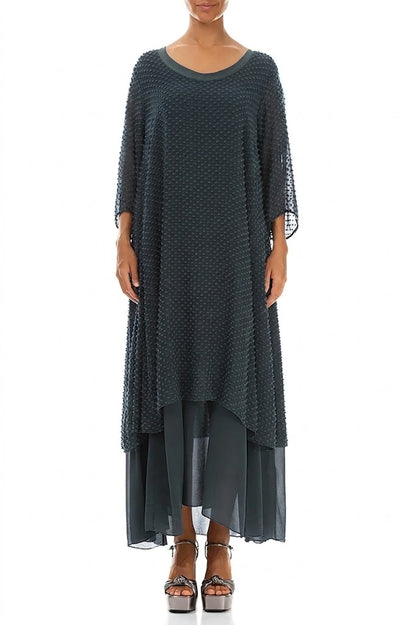 Layered Dotty Graphite Silk Dress 1