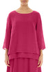 Layered Fuchsia Gauze Linen Blouse 1