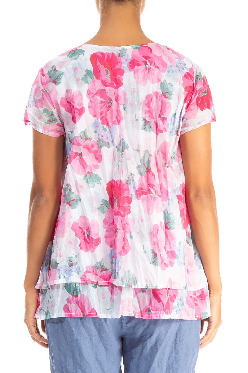 Layered Peony Blossom Cotton Blouse 2