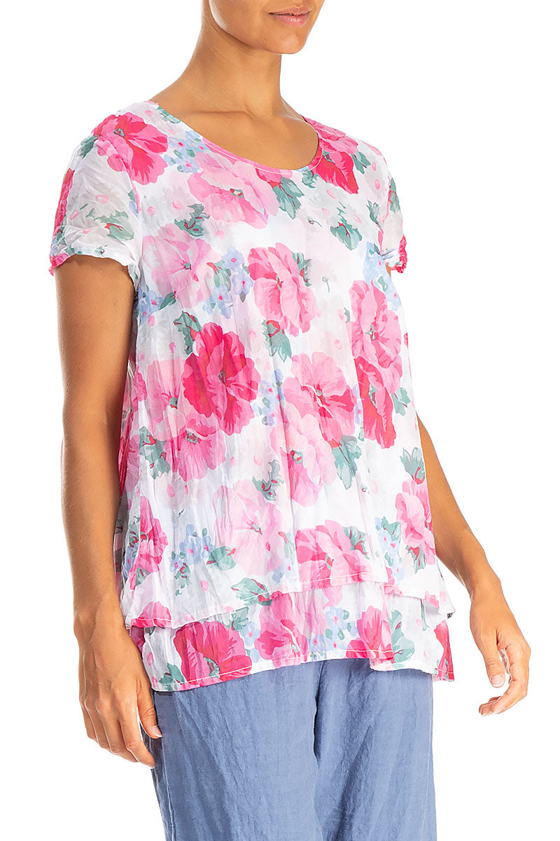 Layered Peony Blossom Cotton Blouse 3