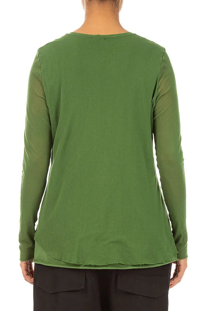 Layered Shamrock Green Mesh Cotton Top