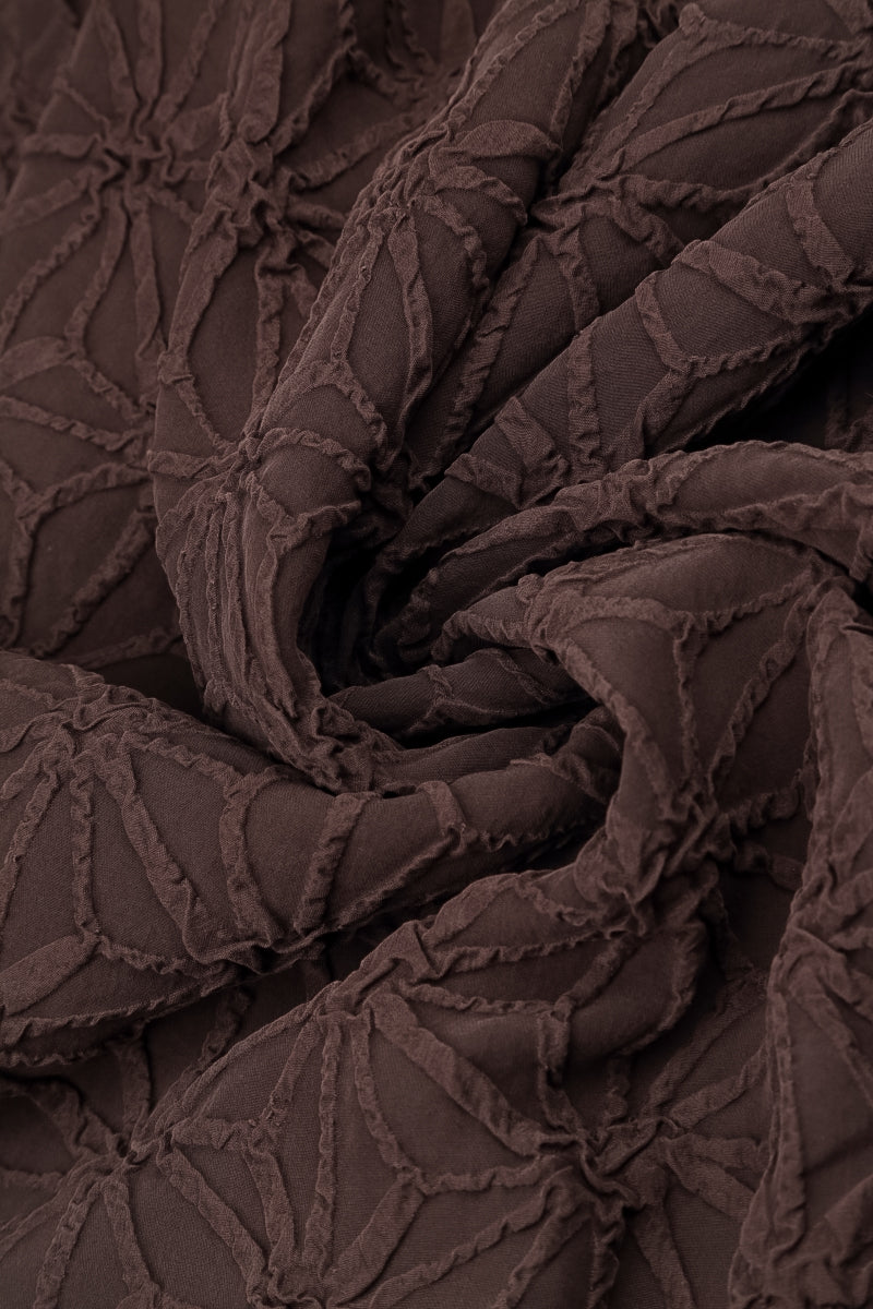 Layered Truffle Brown Textured Silk Blouse 5