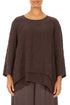 Layered Truffle Brown Textured Silk Blouse 1