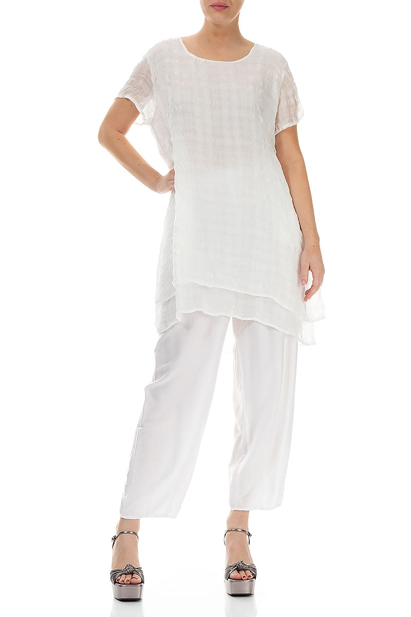 Layered White Light Silk Tunic 4