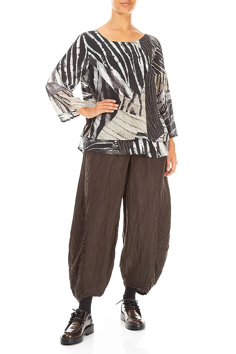 Layered Wild Ink Textured Silk Blouse