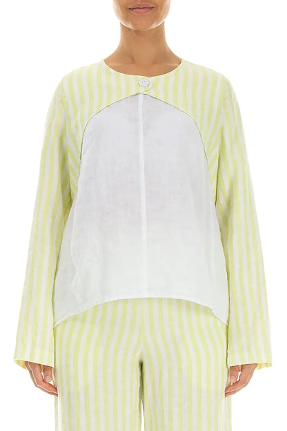 Lime Striped Linen Overlay Jacket 1