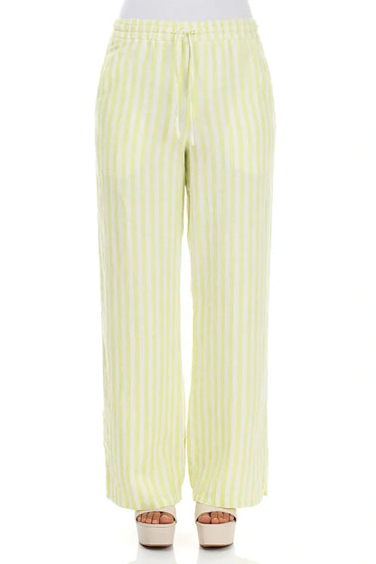 Lime Striped Linen Trousers 1