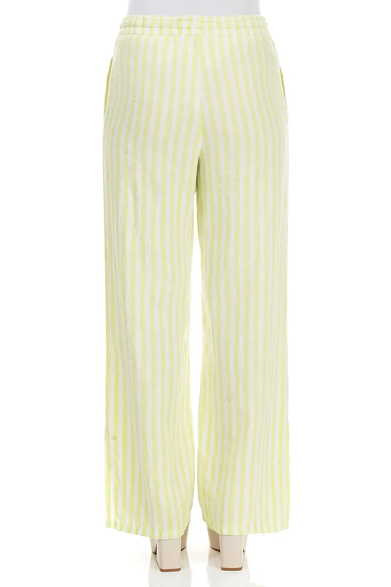 Lime Striped Linen Trousers 2