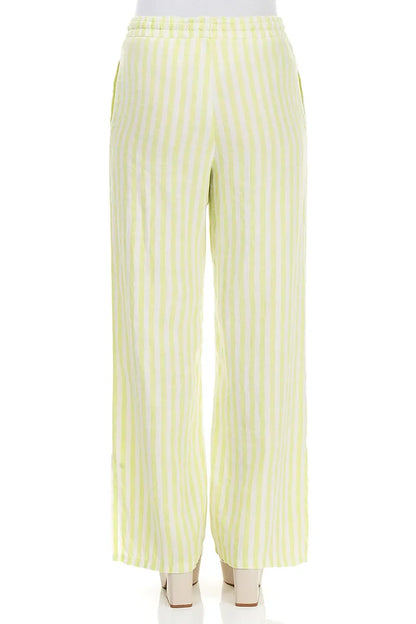 Lime Striped Linen Trousers 2