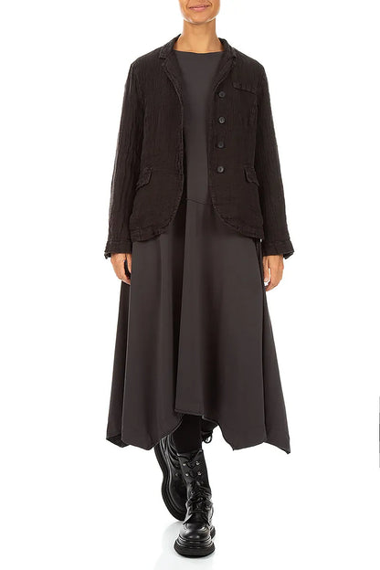 Lined Truffle Brown Mélange Linen Jacket 4