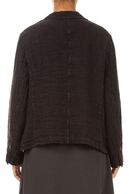 Lined Truffle Brown Mélange Linen Jacket 2
