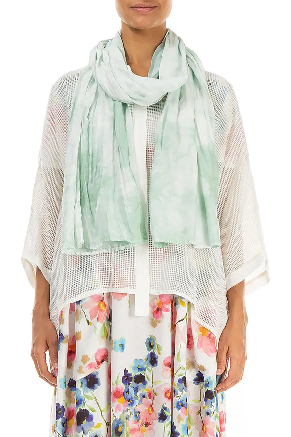 Liquid Sea Mist Pure Silk Scarf 1