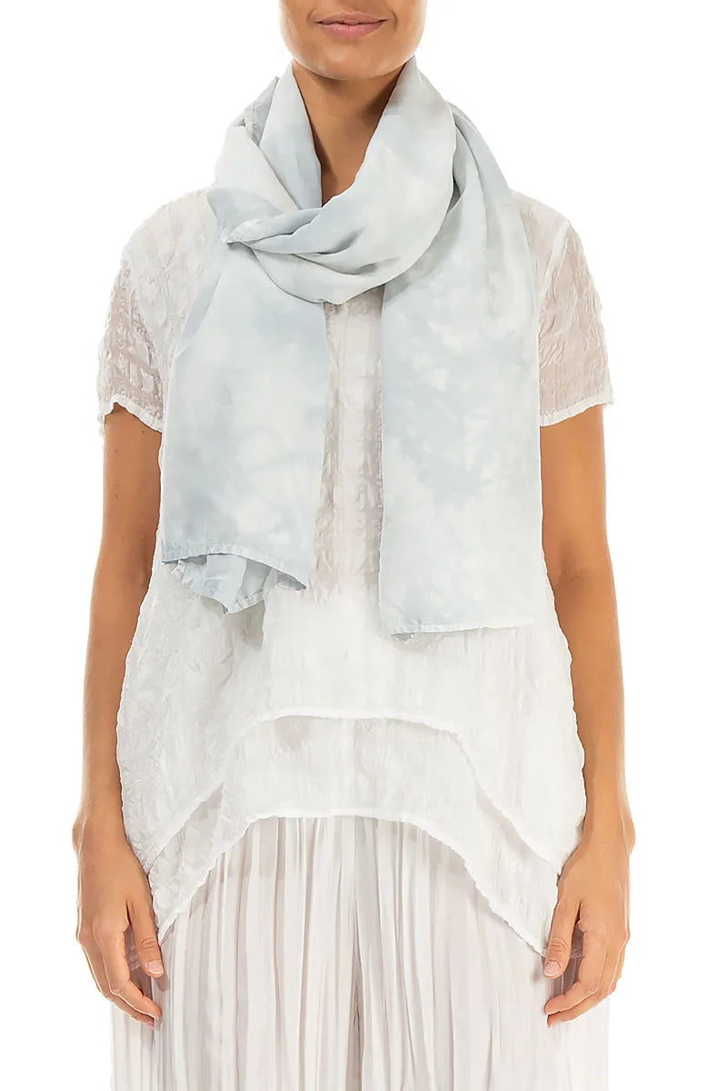 Liquid Silver Pure Silk Scarf 1