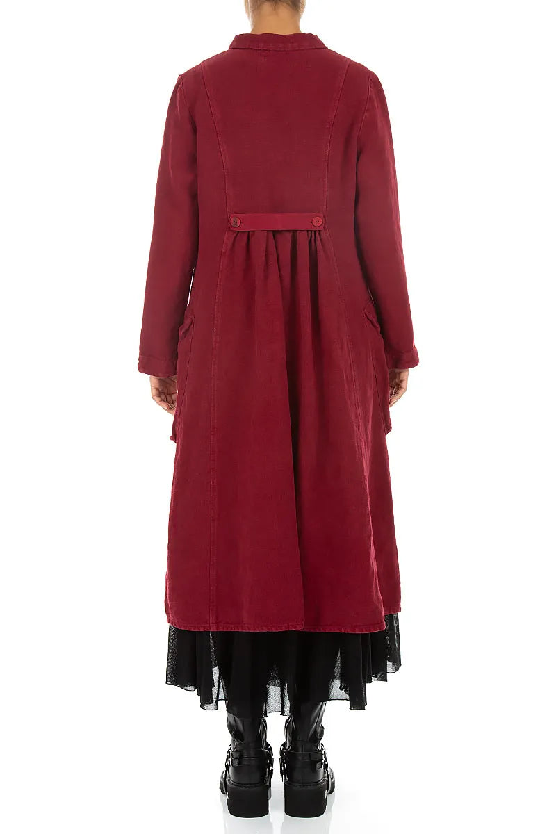 Long Buttonline Ruby Heavy Linen Jacket 2