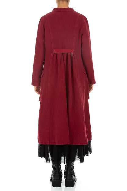 Long Buttonline Ruby Heavy Linen Jacket 2