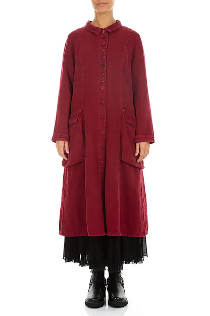 Long Buttonline Ruby Heavy Linen Jacket 1