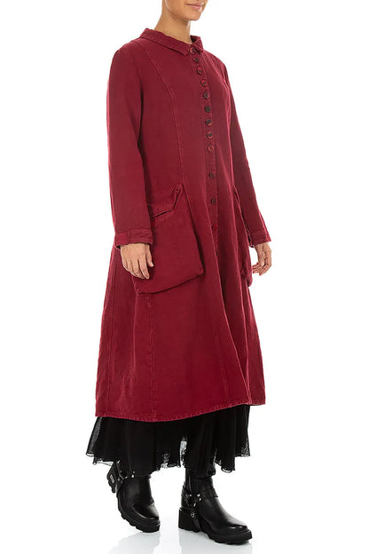 Long Buttonline Ruby Heavy Linen Jacket 3
