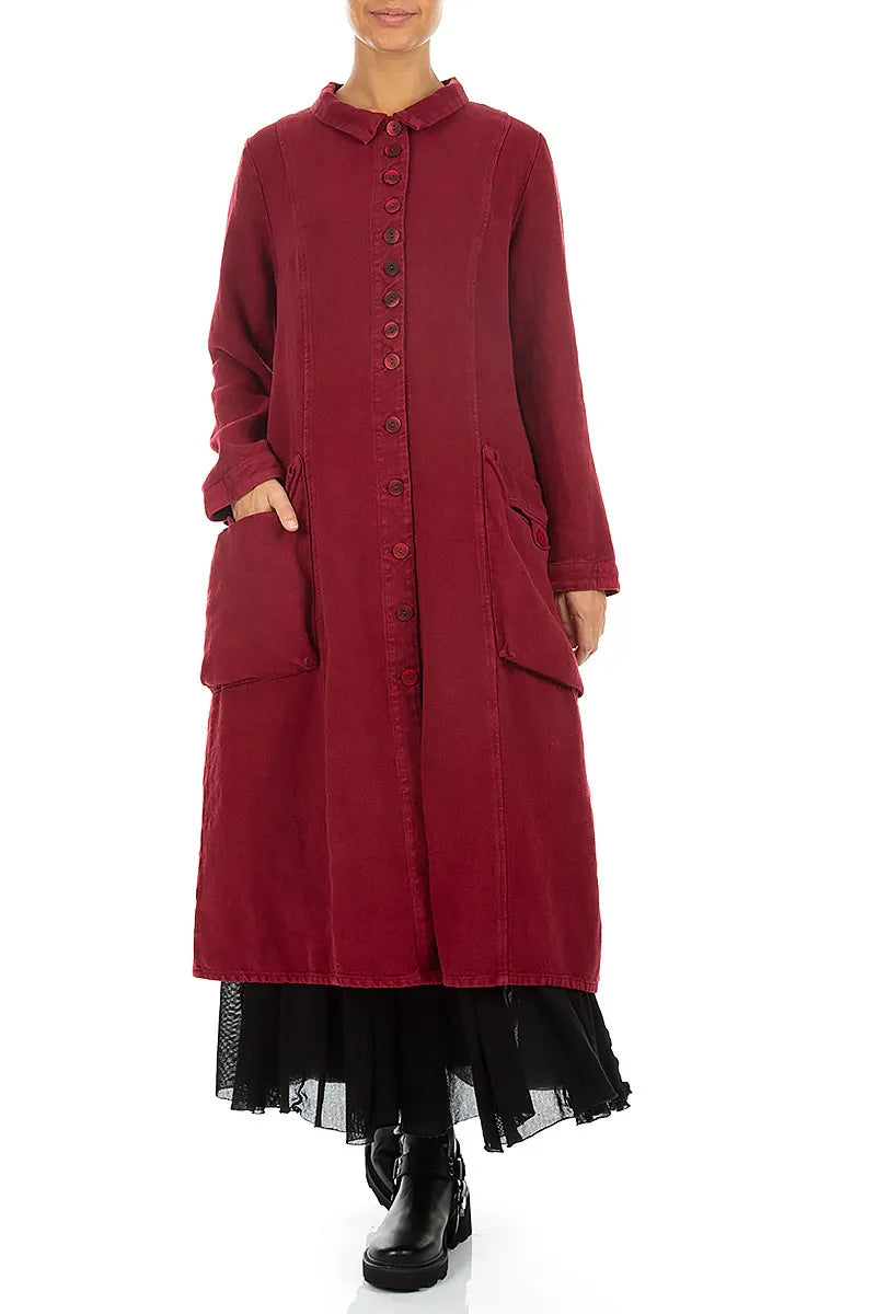 Long Buttonline Ruby Heavy Linen Jacket 4