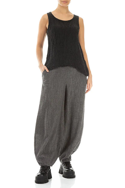 Long Grey Pure Wool Trousers
