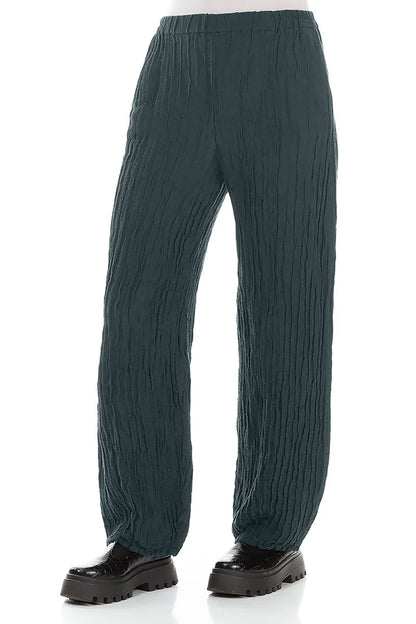 Long Slate Crinkled Trousers 3