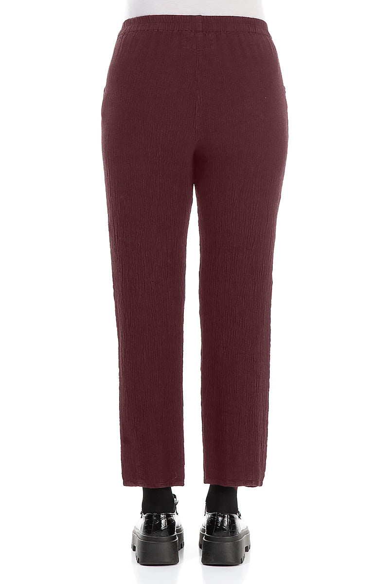 Long Tapered Antique Ruby Linen Viscose Trousers 2