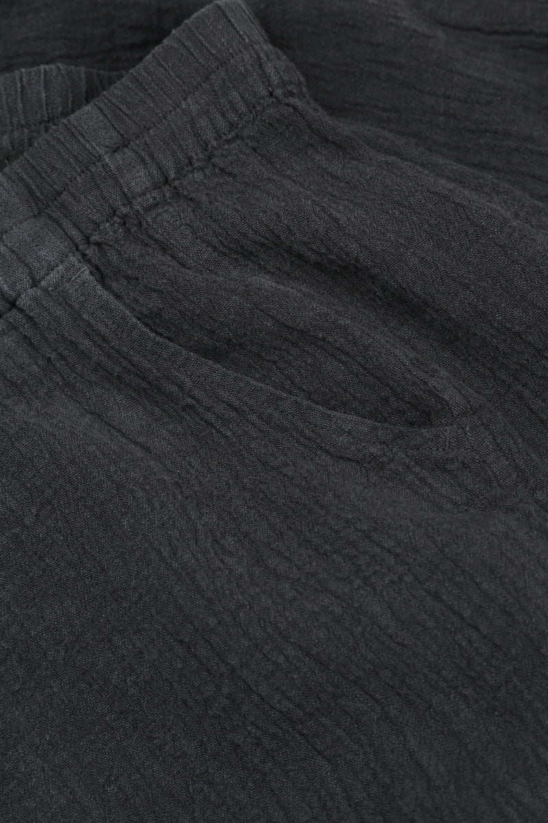 Long Tapered Graphite Linen Viscose Trousers 6