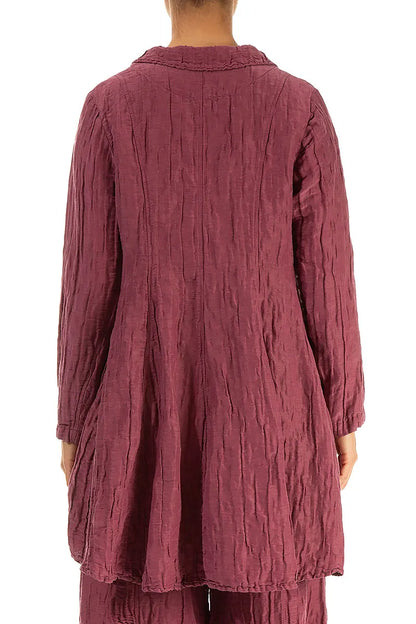 Longer Back Antique Ruby Crinkled Silk Linen Jacket 3
