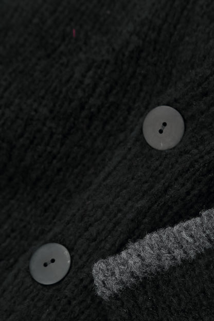 Longer Back Black Wool Cardigan