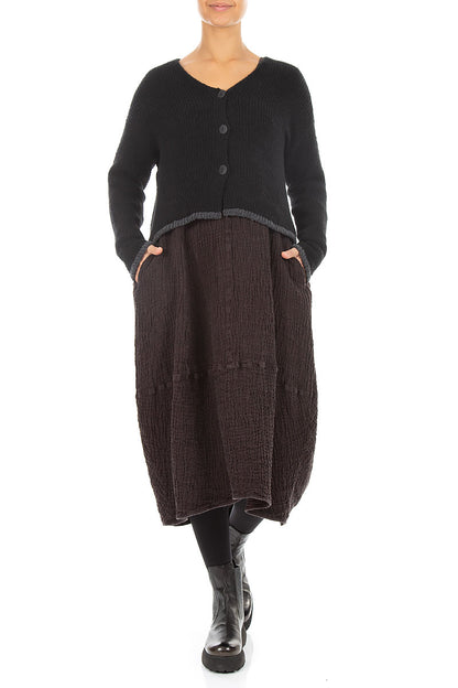 Longer Back Black Wool Cardigan