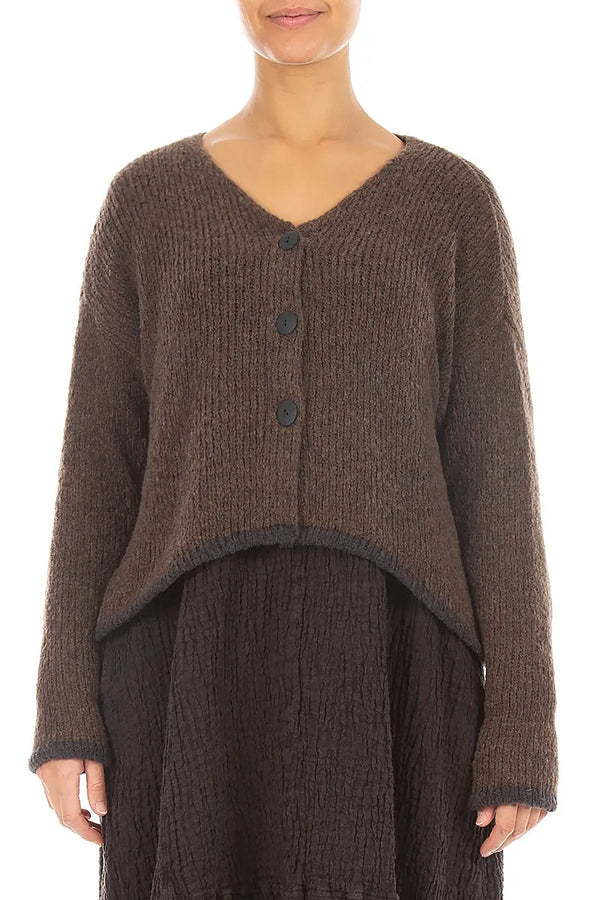 Longer Back Brown Wool Cardigan 1