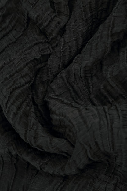 Longer Back Crinkled Black Silk Linen Jacket 5