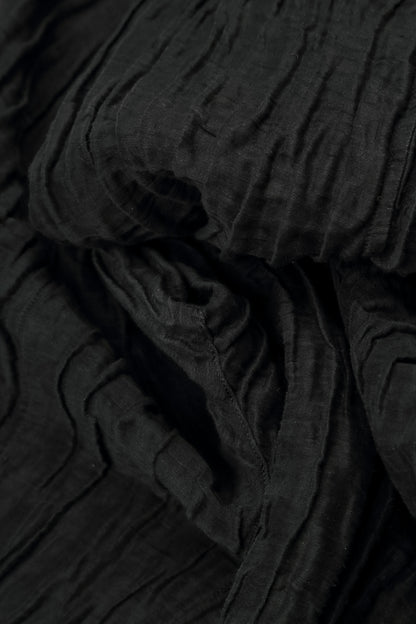 Longer Back Crinkled Black Silk Linen Jacket 6