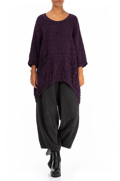 Longer Back Deep Plum Crinkled Silk Tunic 4