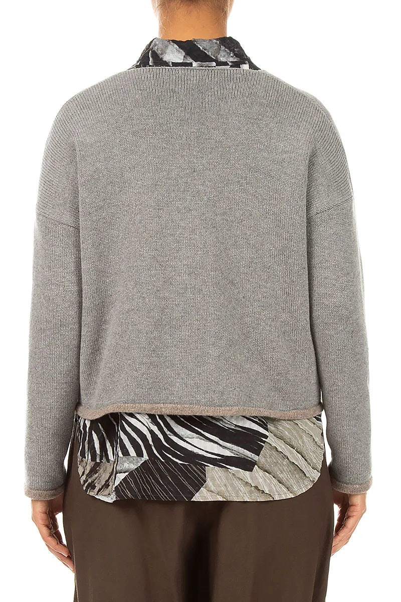 Gilet plus long dans le dos en cachemire gris clair