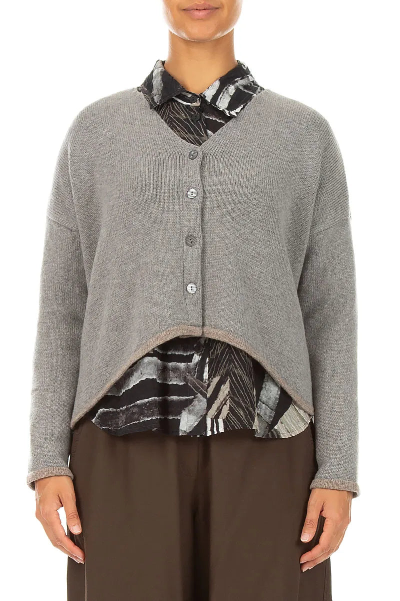 Gilet plus long dans le dos en cachemire gris clair