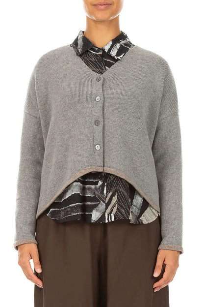 Gilet plus long dans le dos en cachemire gris clair