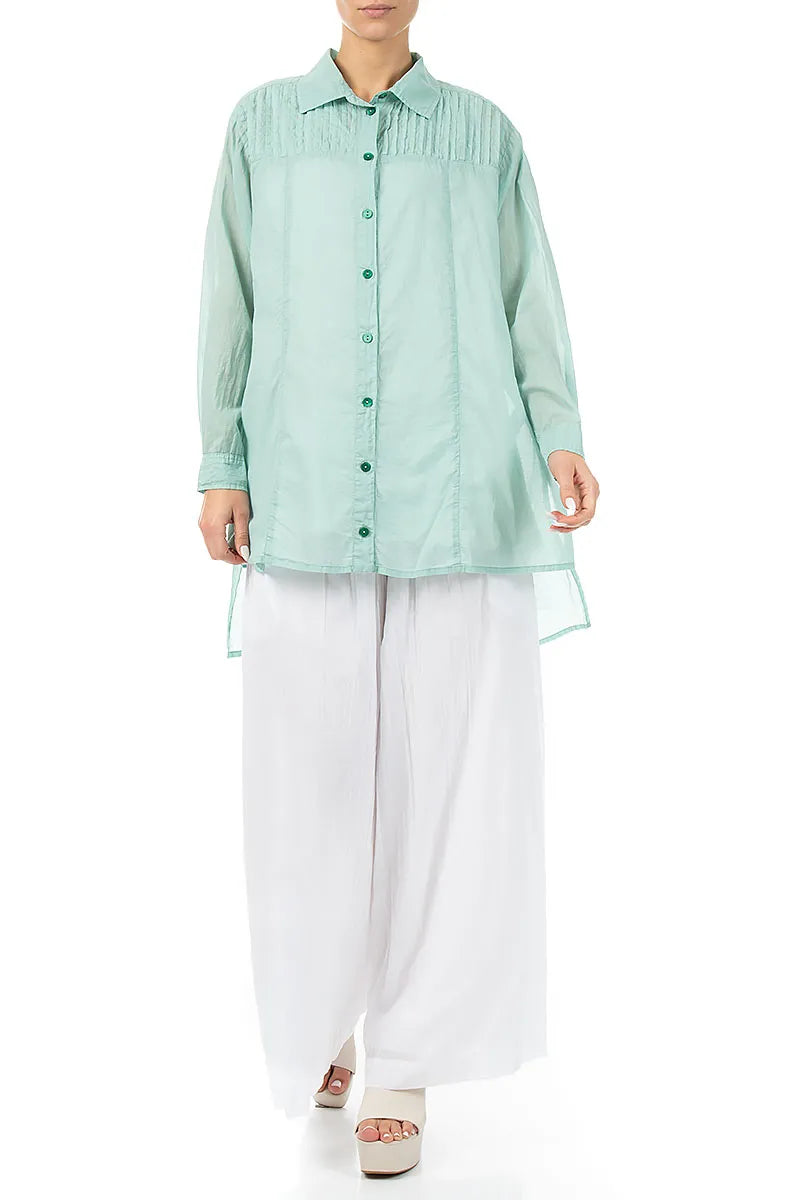 Longer Back Mint Cotton Shirt 4