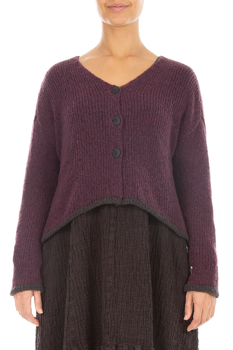 Longer Back Mulberry Wool Cardigan 1