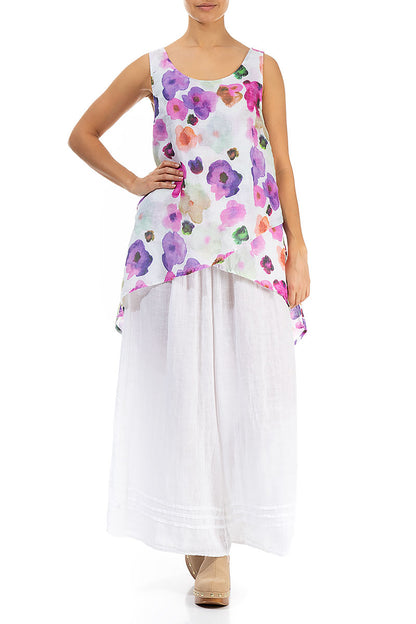 Longer Back Sleeveless Blossom Gauze Linen Blouse 4
