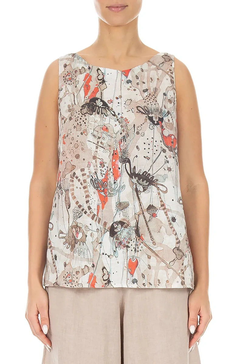 Longer Back Sleeveless Savannah Linen Top 1