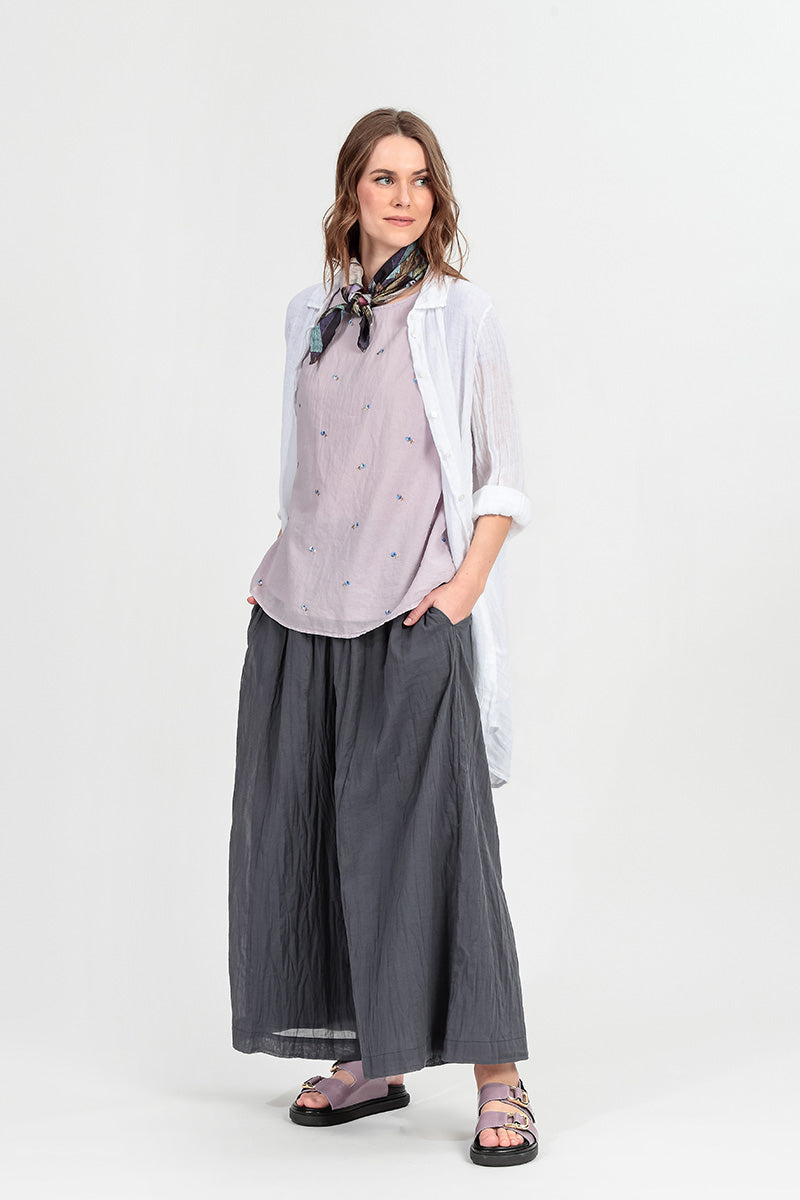 Longer Back White Gauze Linen Shirt 6