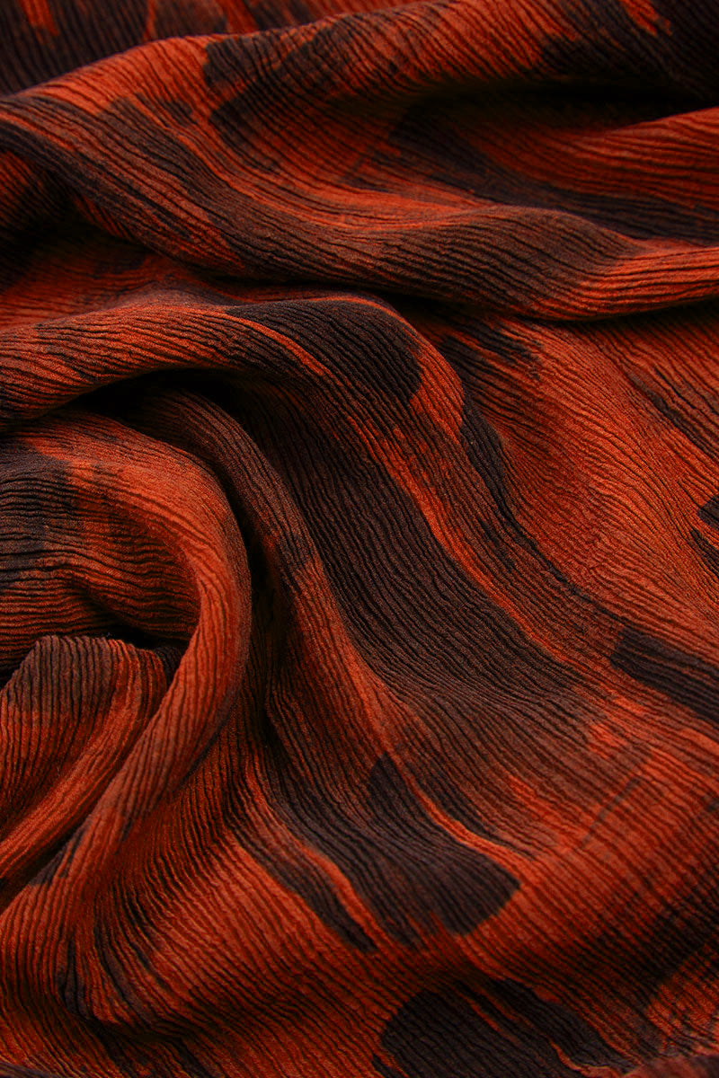 Longer Edge Burnt Orange Paintwave Silk Viscose Tunic 5